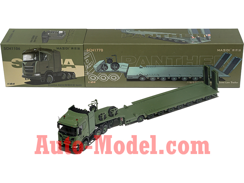 MASDI 1/64 SCANIA R650と8軸重機運搬トレーラー 1:64 Masdi Scania R650 with Eight-Axle Semi Low Trailer Green | eBay